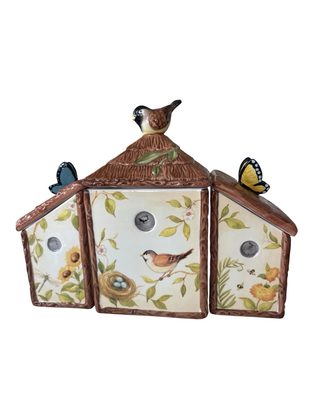 Nesting Garden by Susan Winget Cracker Barrel Canister Set Birdhouse Cookie Jar